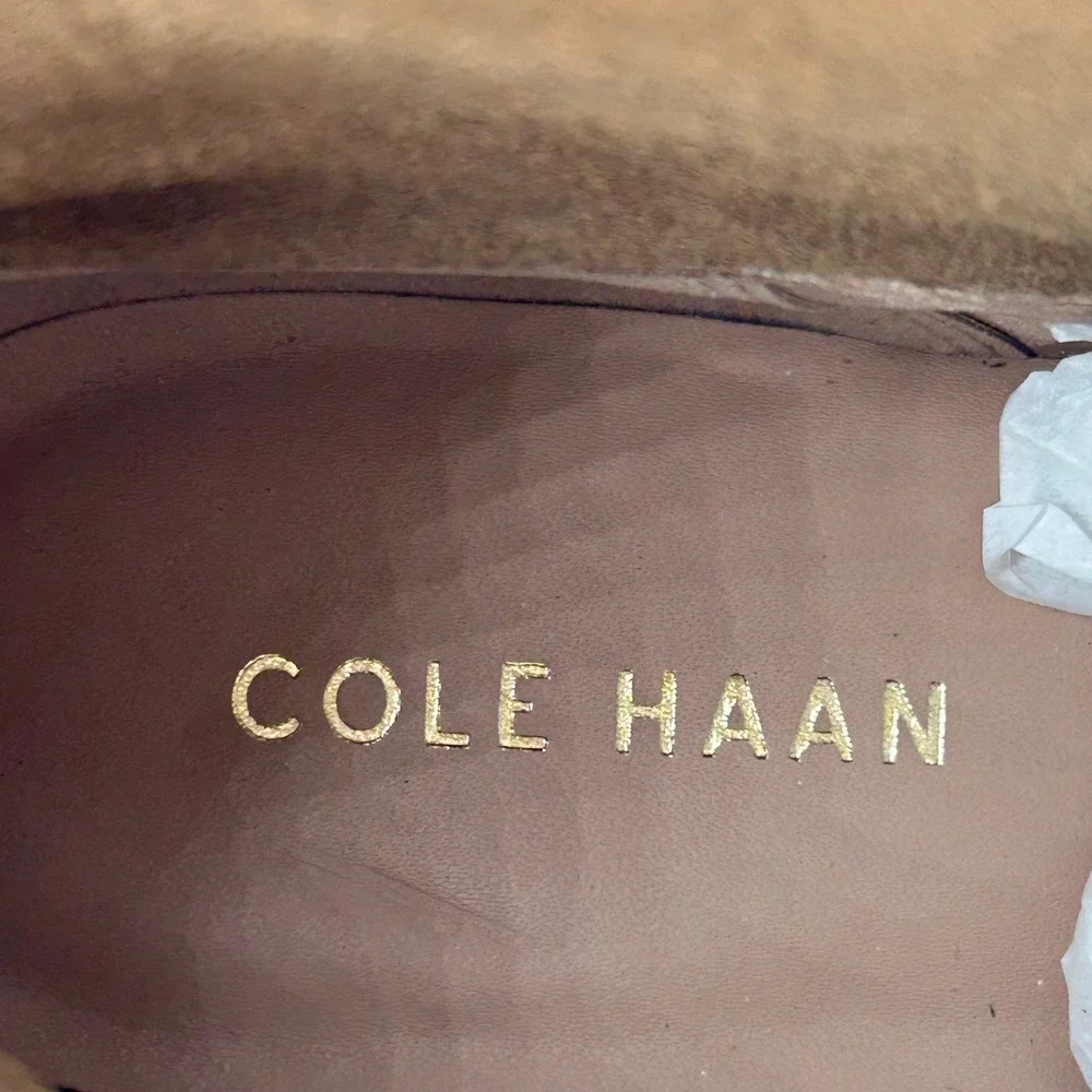 Cole Haan Size 7 Suede Ankle‎ Boots NEW Chestnut Brown Leather Block Naia $180